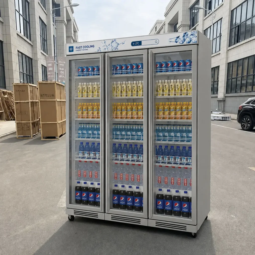 commercial beverage display cooler with glass door for beer and drinks