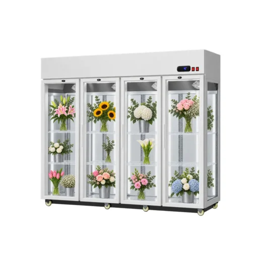 commercial flower cooler display cabinet with glass doors
