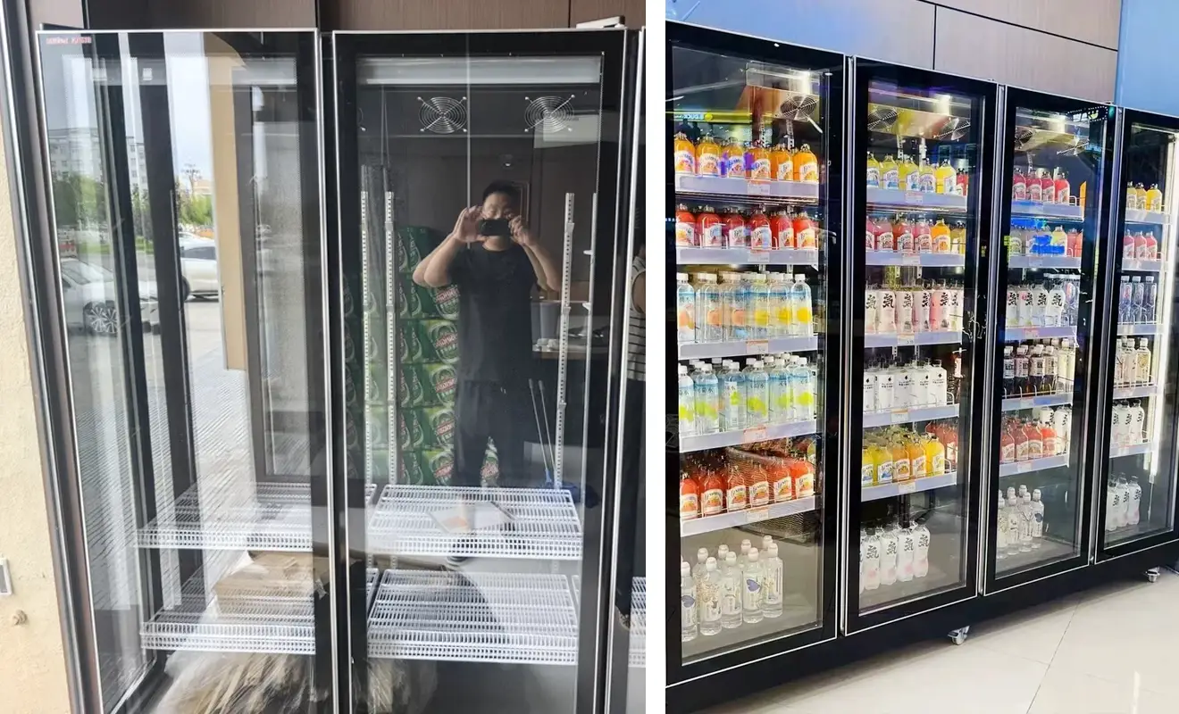 commercial glass door display refrigerator(compressor location: back)
