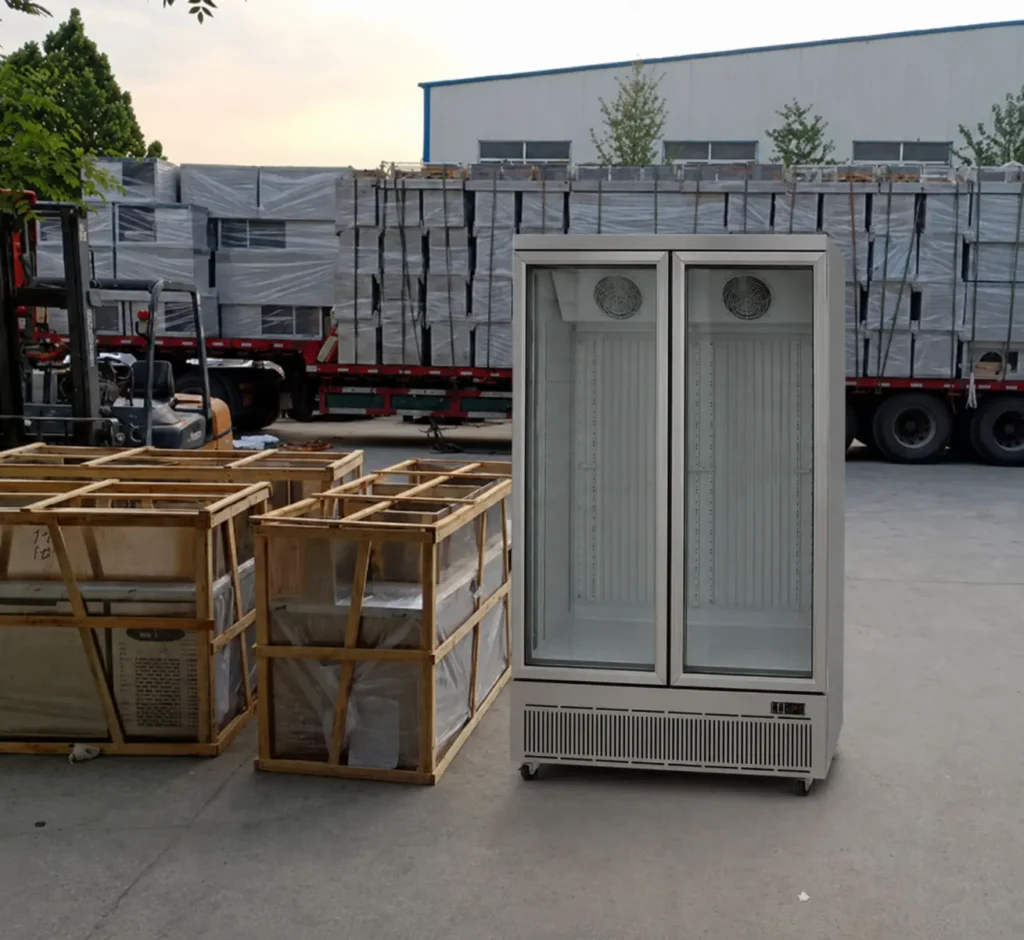 commercial glass door upright freezer display cabinet