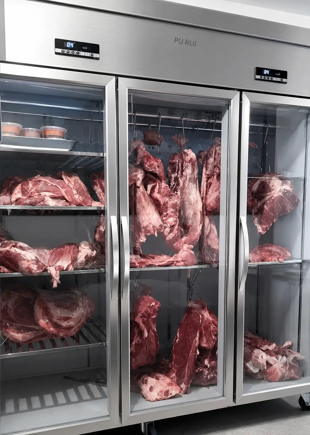 commercial meat hanging display chiller for butcher shops & supermarkets