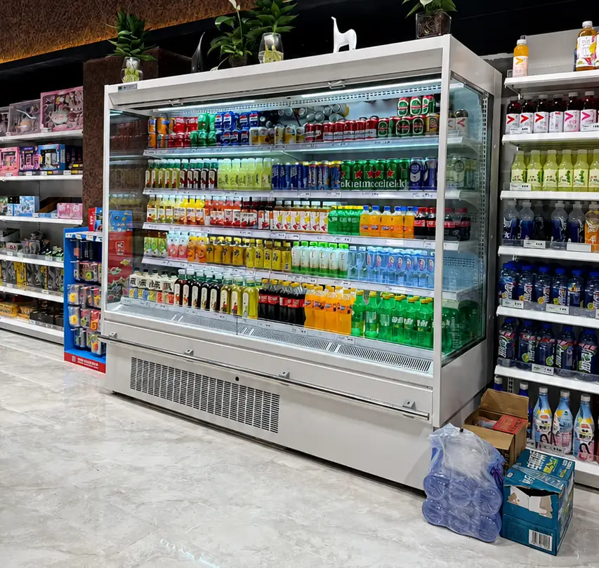 commercial open air multideck display chiller for supermarkets & convenience stores