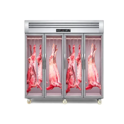 commercial meat hanging chiller with glass doors