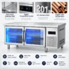 blue light glass door refrigerated & freezer worktable commercial undercounter prep refrigerator