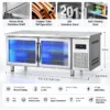 blue light glass door refrigerated & freezer worktable commercial undercounter prep refrigerator