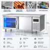blue light glass door refrigerated & freezer worktable commercial undercounter prep refrigerator