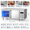 blue light glass door refrigerated & freezer worktable commercial undercounter prep refrigerator