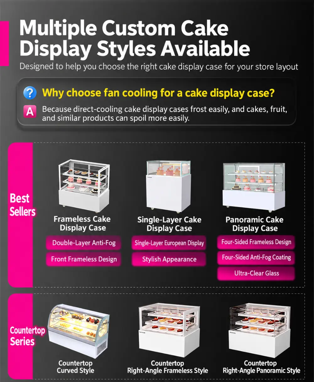 commercial bakery cake showcase refrigerator