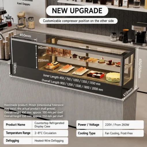 commercial cake display chiller for café, bakery & dessert shop