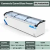 commercial, curved glass, display, chest freezer, supermarkets, frozen food stores