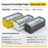 commercial, curved glass, display, chest freezer, supermarkets, frozen food stores