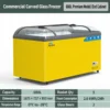 commercial, curved glass, display, chest freezer, supermarkets, frozen food stores