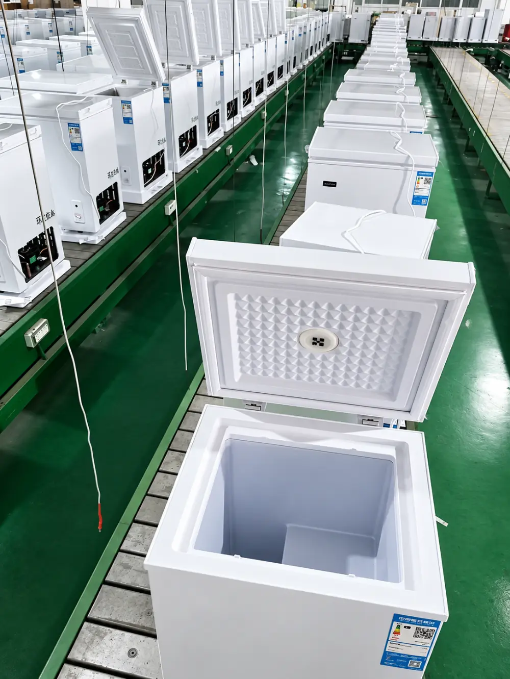 commercial deep chest freezer with storage basket