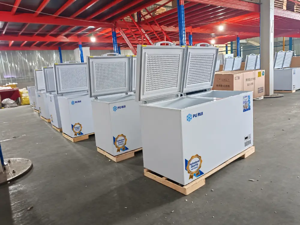 commercial deep chest freezer with storage basket