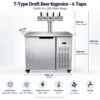 commercial draft beer dispenser kegerator with refrigerated cabinet
