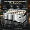 commercial dual temperature 3 tier refrigerated fresh food display counter
