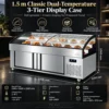 commercial dual temperature 3 tier refrigerated fresh food display counter