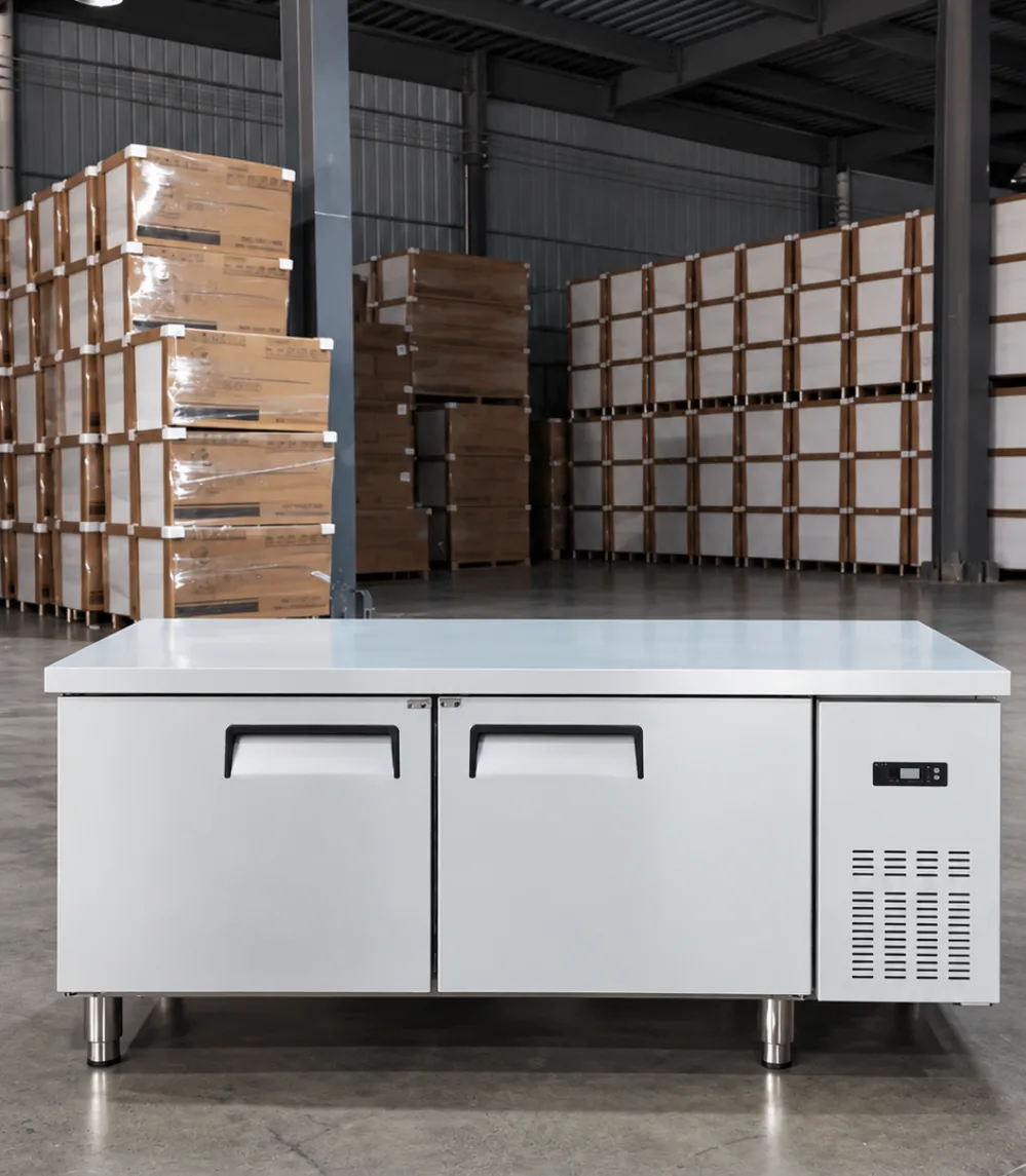 commercial dual temperature refrigerated freezer worktable