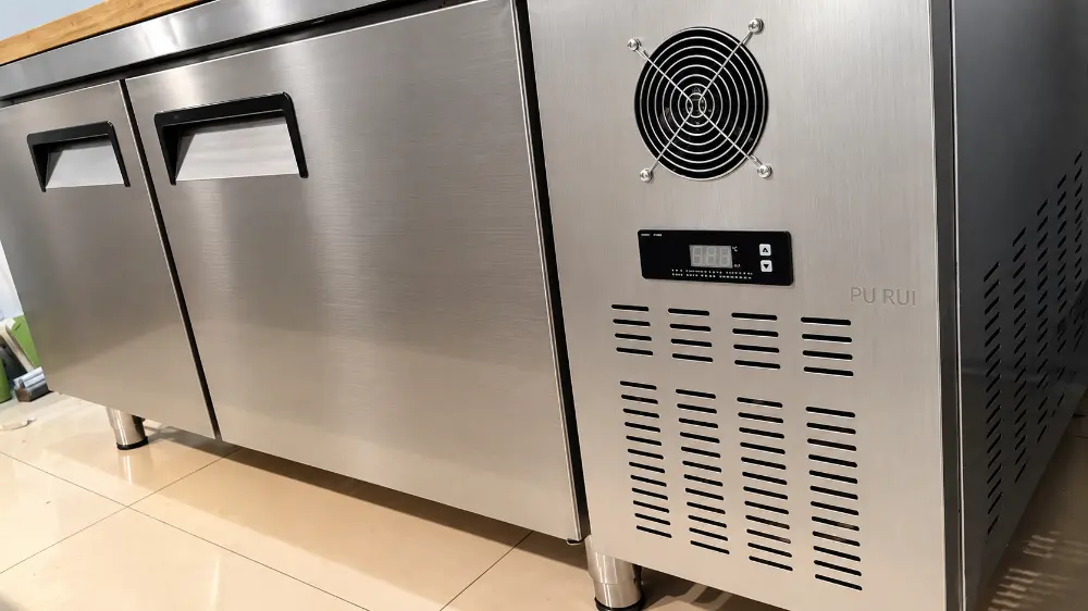 commercial dual temperature refrigerated freezer worktable