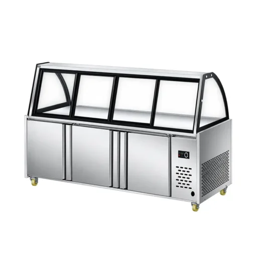 commercial dual temperature stainless steel deli display chiller