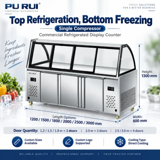 commercial dual temperature stainless steel deli display chiller