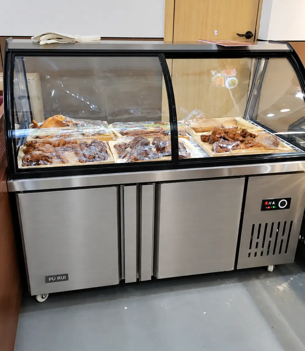 commercial dual temperature stainless steel deli display chiller