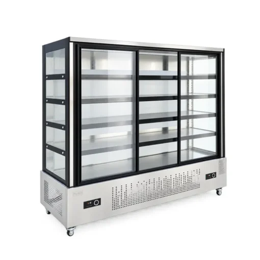 commercial glass door refrigerated display cabinet for malatang, skewers & fresh food