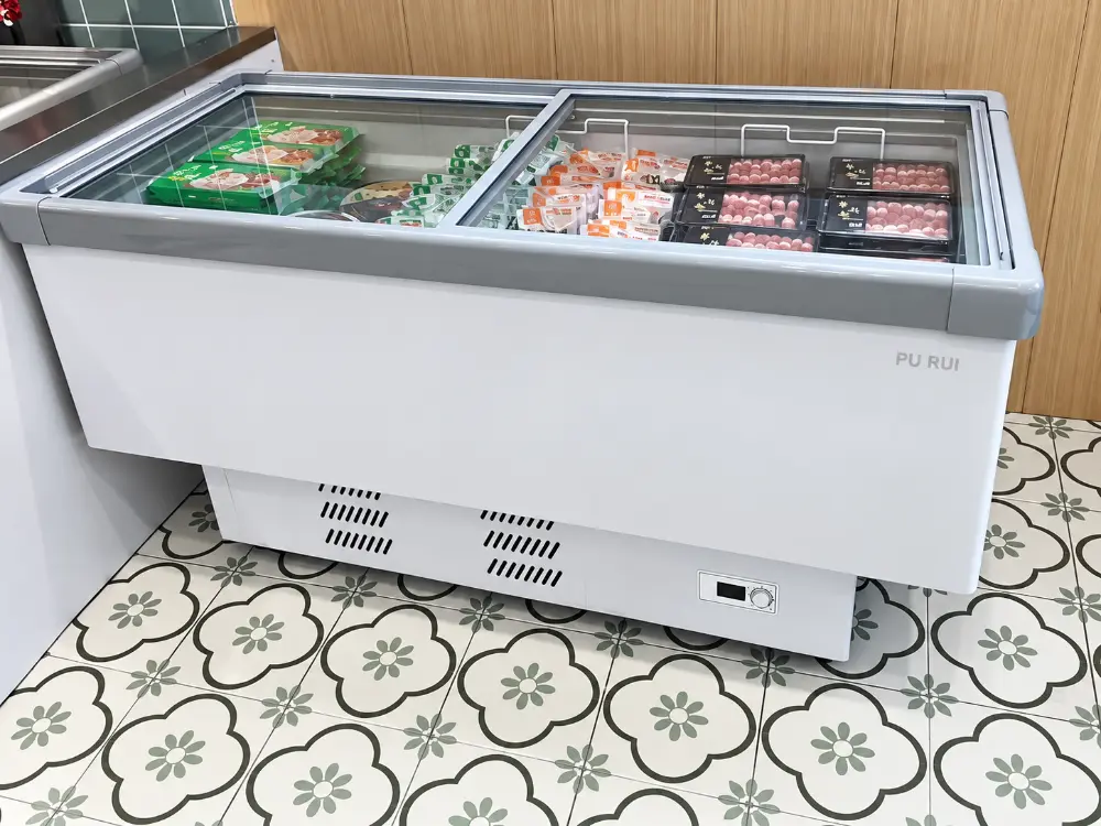 commercial island freezer with glass sliding lid supermarket chest freezer for frozen food display