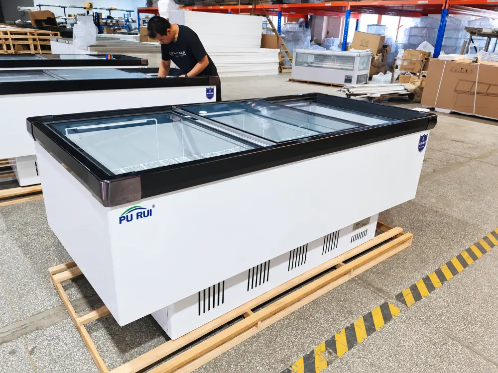 commercial island freezer with glass sliding lid supermarket chest freezer for frozen food display