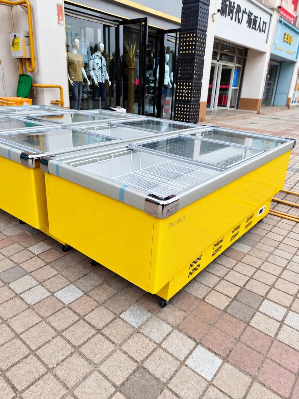 commercial island freezer with glass sliding lid supermarket chest freezer for frozen food display