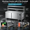 commercial refrigerated & frozen work table with overshelf