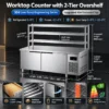 commercial refrigerated & frozen work table with overshelf