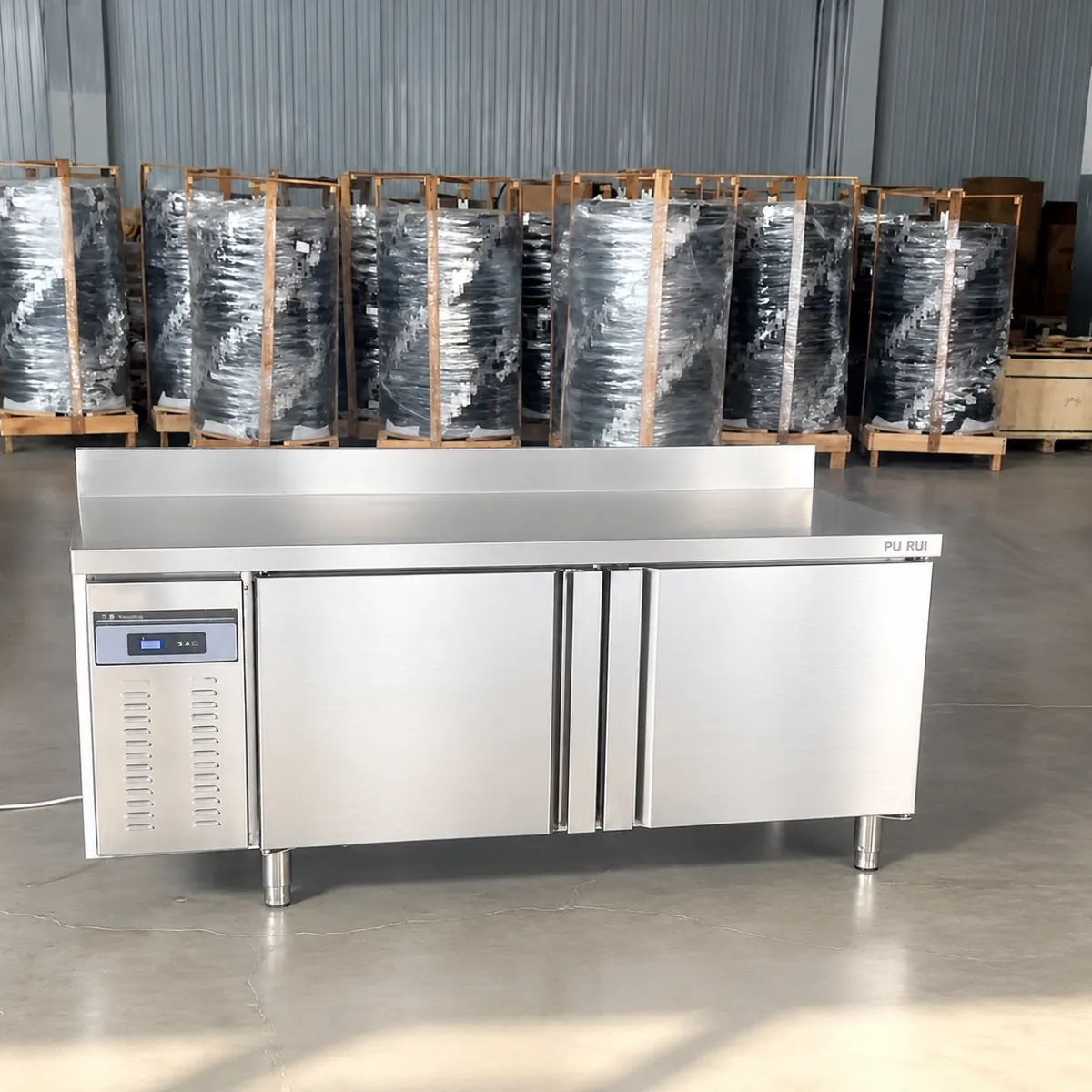 commercial refrigerated & frozen work table with overshelf