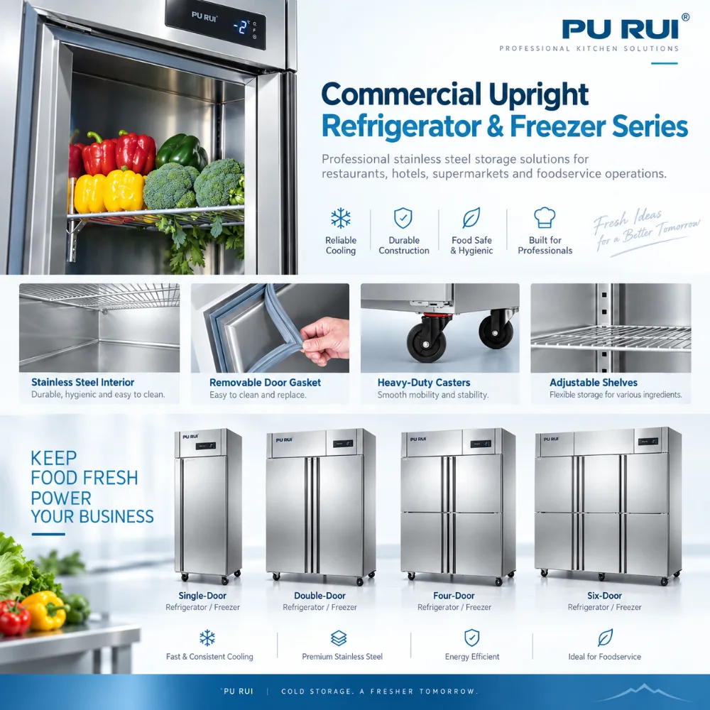 commercial stainless steel fan cooled frost free refrigerator & freezer – large capacity for restaurant kitchens