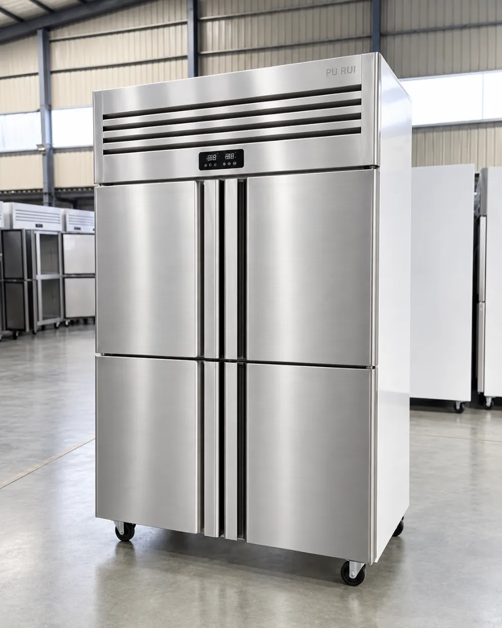 commercial stainless steel multi door reach in refrigerator, freezer & dual temperature cabinet