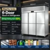 commercial stainless steel multi door reach in refrigerator, freezer & dual temperature cabinet