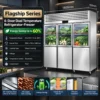 commercial stainless steel multi door reach in refrigerator, freezer & dual temperature cabinet