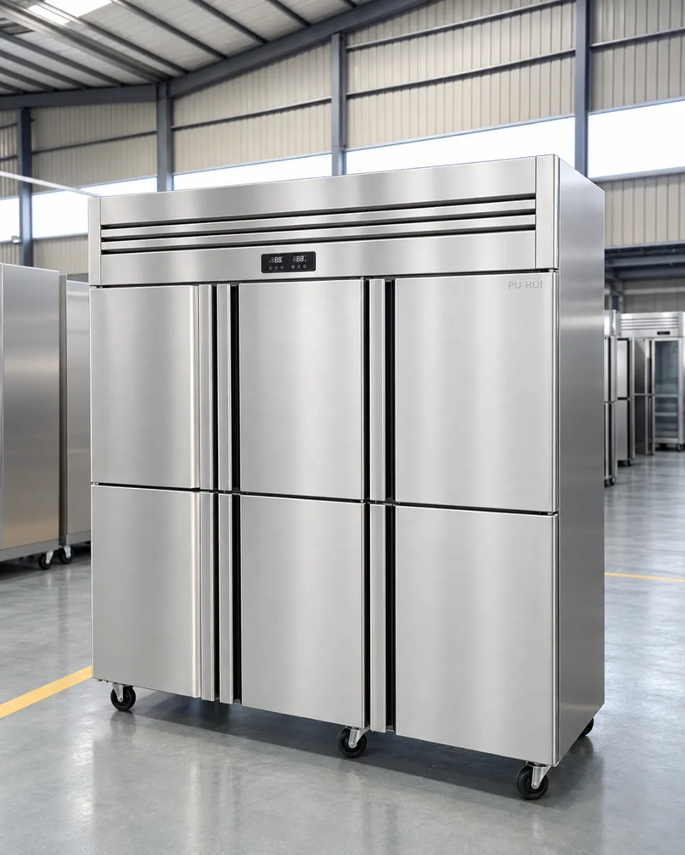 commercial stainless steel multi door reach in refrigerator, freezer & dual temperature cabinet