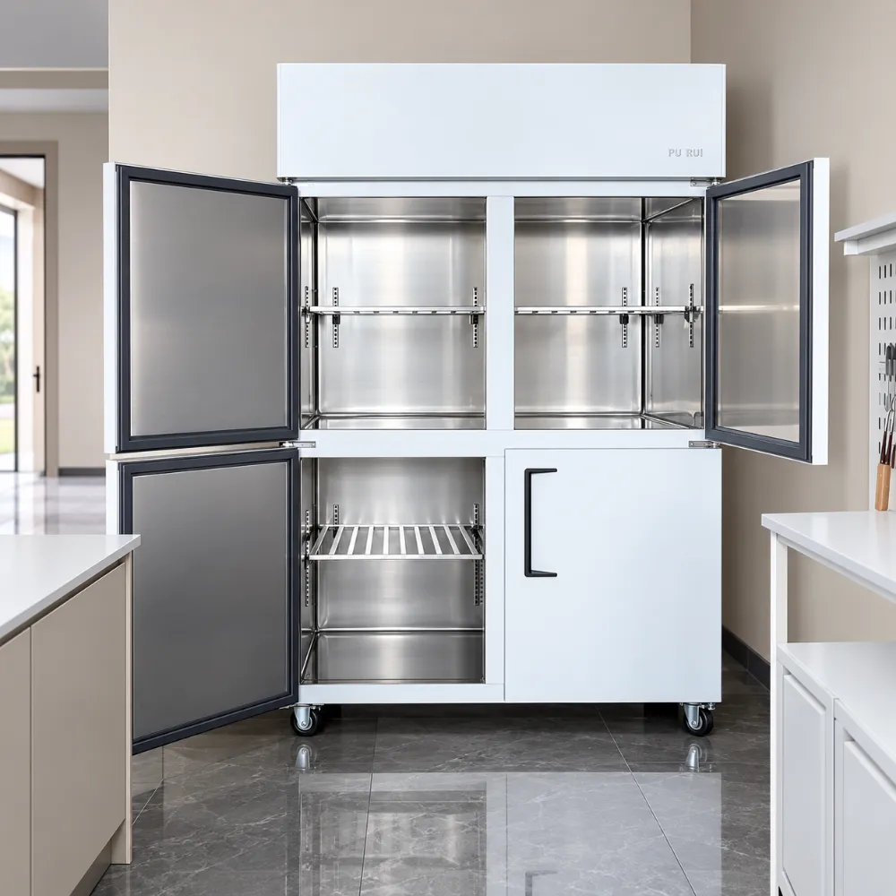 commercial stainless steel multi door reach in refrigerator, freezer & dual temperature cabinet