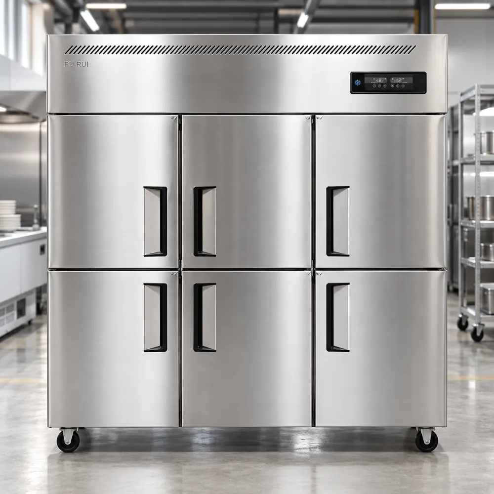 commercial stainless steel multi door reach in refrigerator, freezer & dual temperature cabinet