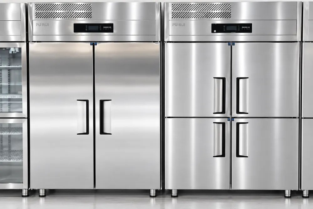 commercial stainless steel multi door reach in refrigerator, freezer & dual temperature cabinet