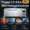 commercial stainless steel refrigerated worktable with refrigerator & freezer compartments