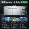 commercial stainless steel refrigerated worktable with refrigerator & freezer compartments
