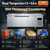 commercial stainless steel refrigerated worktable with refrigerator & freezer compartments