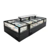 commercial supermarket combined island freezer with panoramic glass display and modular configuration