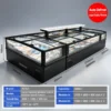 commercial supermarket combined island freezer with panoramic glass display and modular configuration