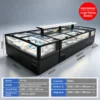 commercial supermarket combined island freezer with panoramic glass display and modular configuration