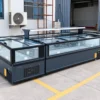commercial supermarket combined island freezer with panoramic glass display and modular configuration