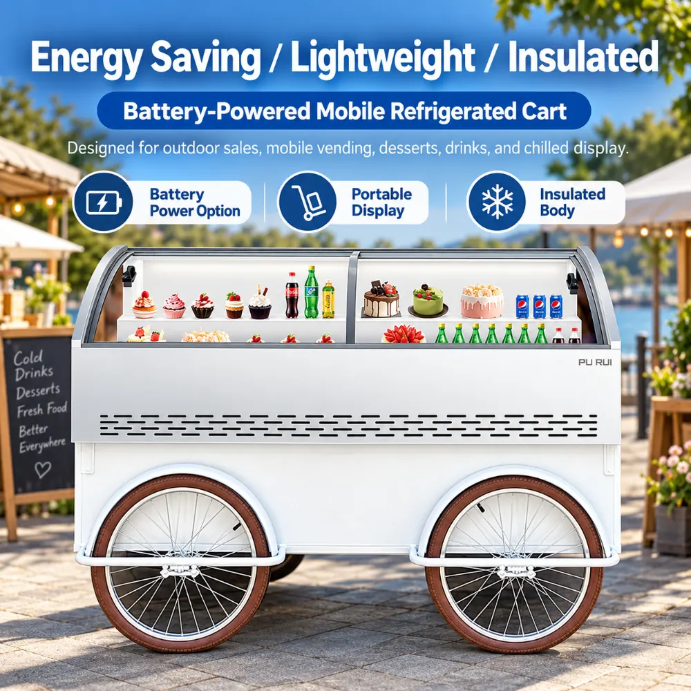 commercial tiered refrigerated ice display merchandiser