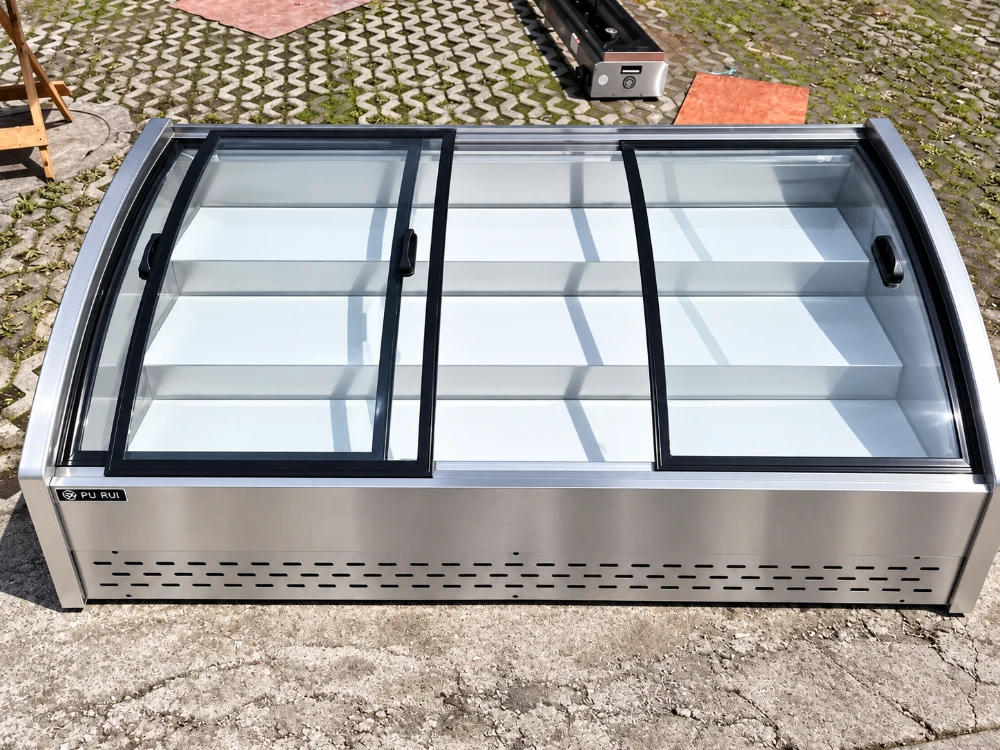 commercial tiered refrigerated ice display merchandiser